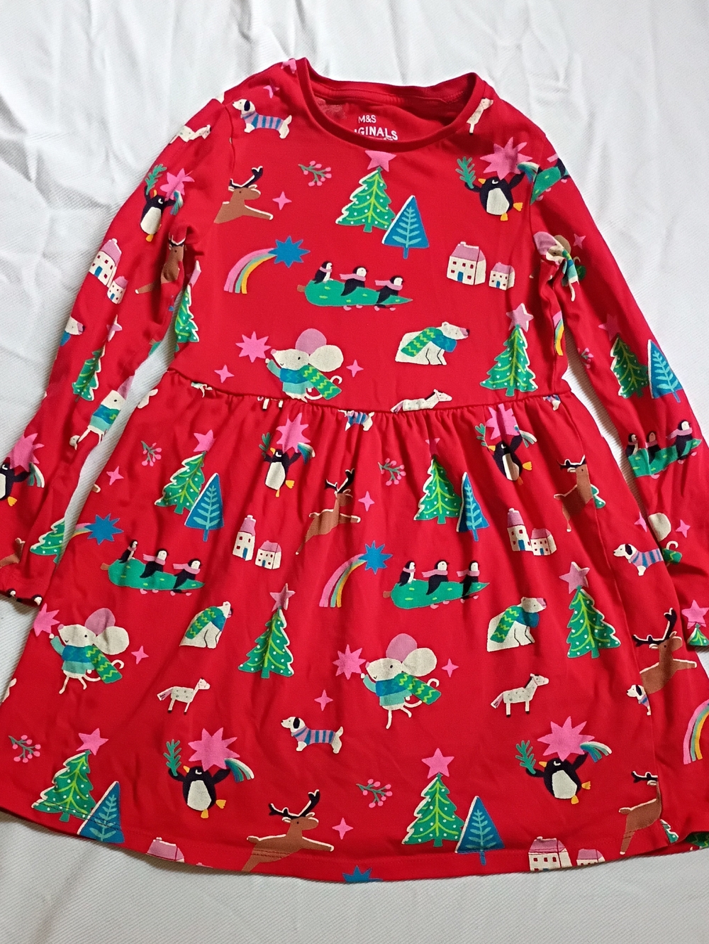 Marks & Spencer Originals Christmas Fit And Flare Cotton Dress